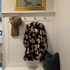 Floral Black and Cream Dress